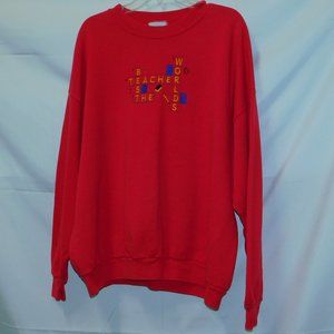 5/$30 VTG Lee Jean The Worlds Best Teacher Red Sweatshirt 2XL